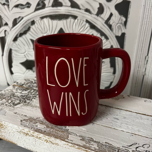 Rae Dunn Coffee Mug “Love Wins”, Red Mug, Valentines Day Mug - Picture 1 of 6